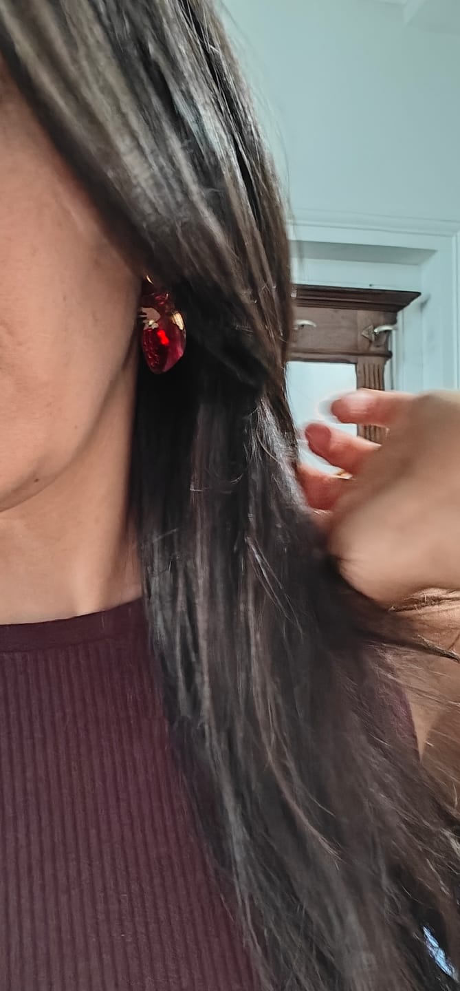 Customer photo review of Anatomical Heart Earrings - red