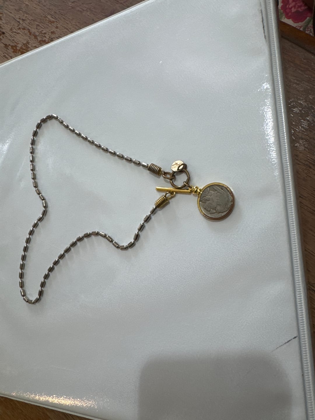 Customer photo review of Buffalo nickel necklace