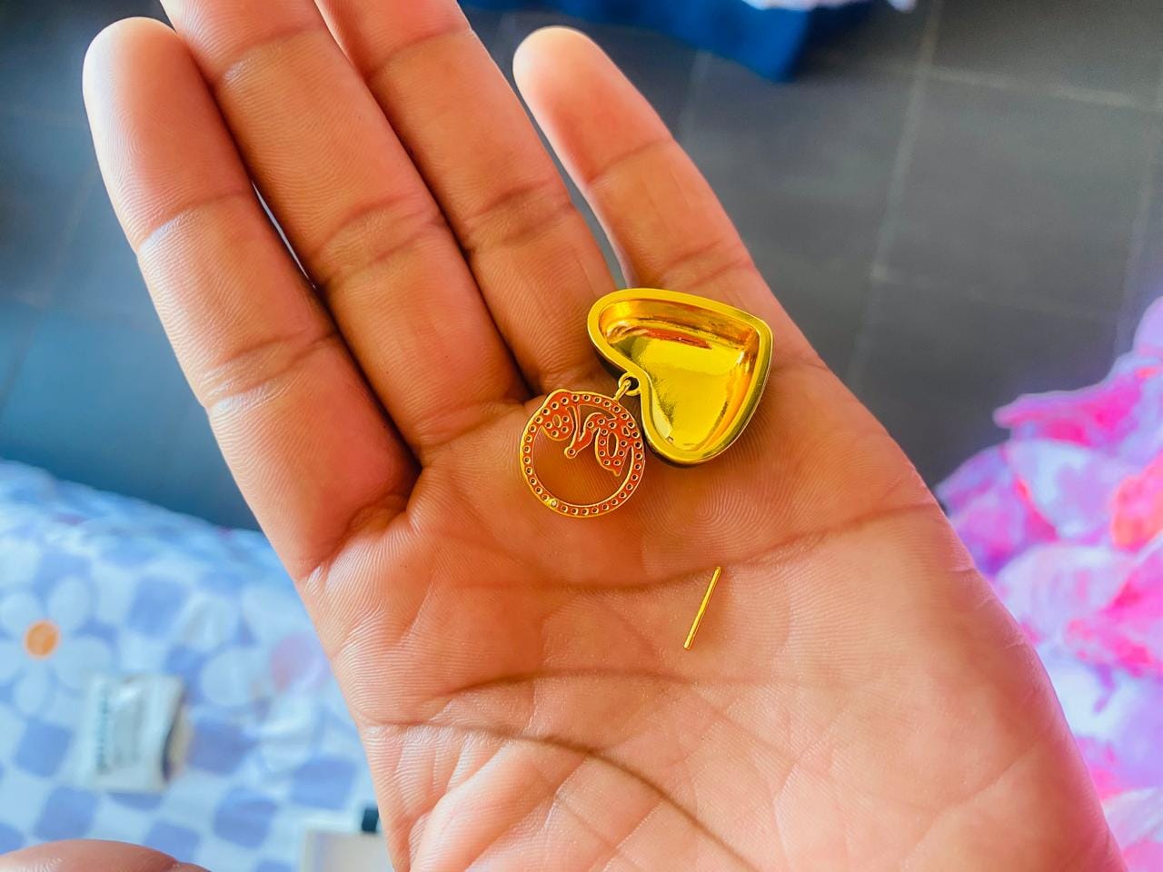 Customer photo review of Black Era Adore Gold Earrings