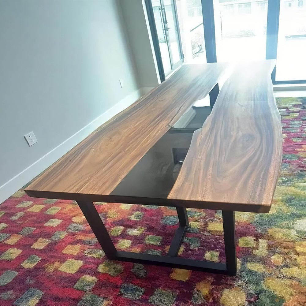 Customer photo review of Handcrafted Black Walnut Live Edge Epoxy River Dining Table - A53