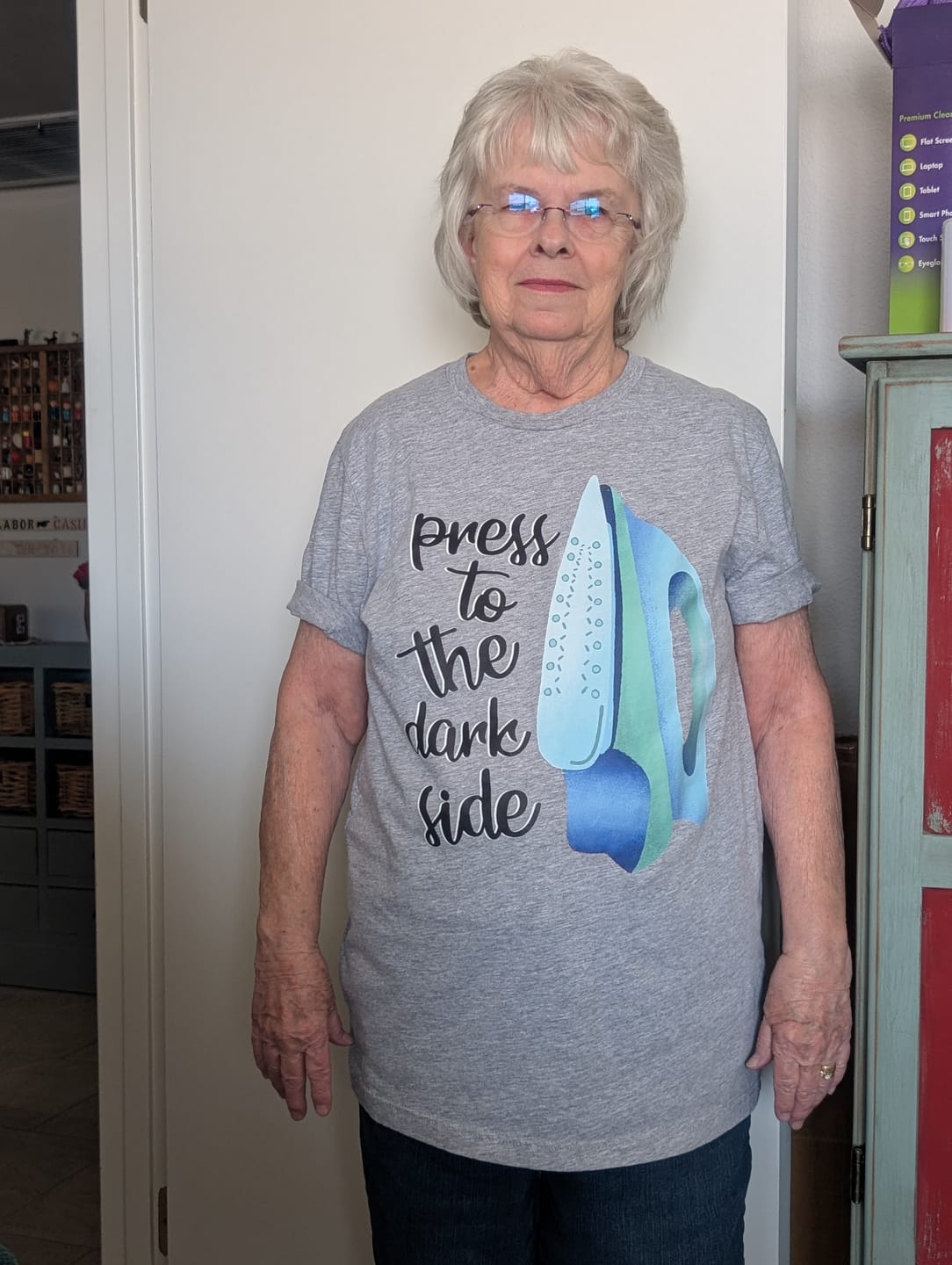 Customer photo review of Press to the dark side T-shirt