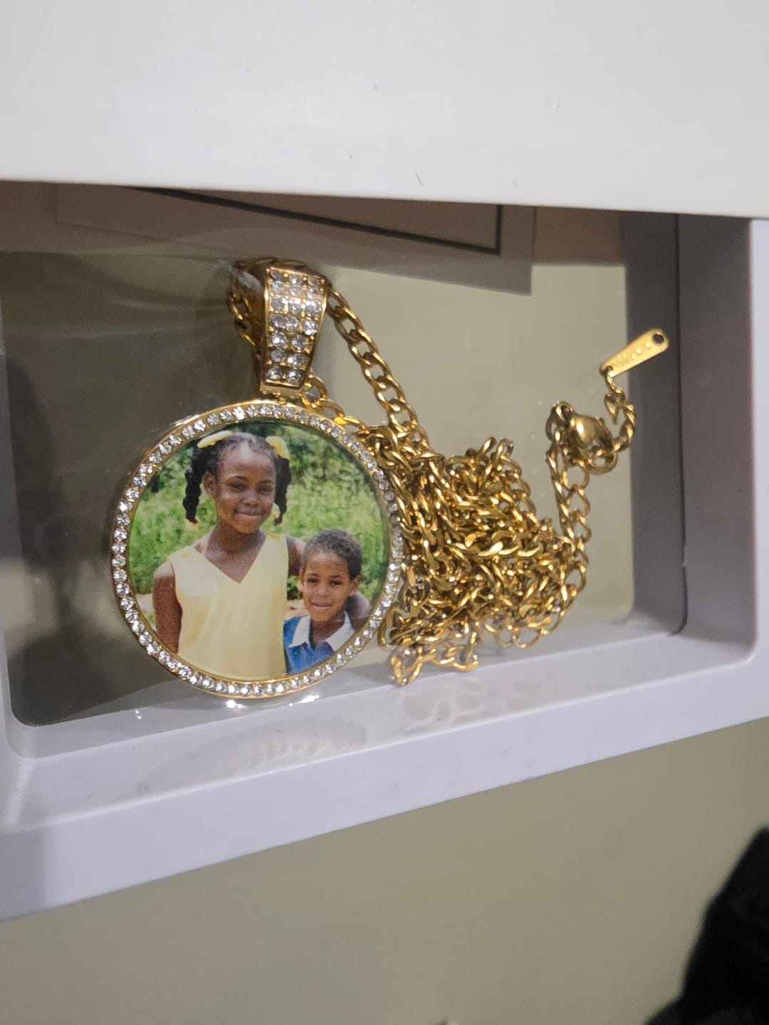 Customer photo review of Iced Photo Pendant w/ Cuban Chain