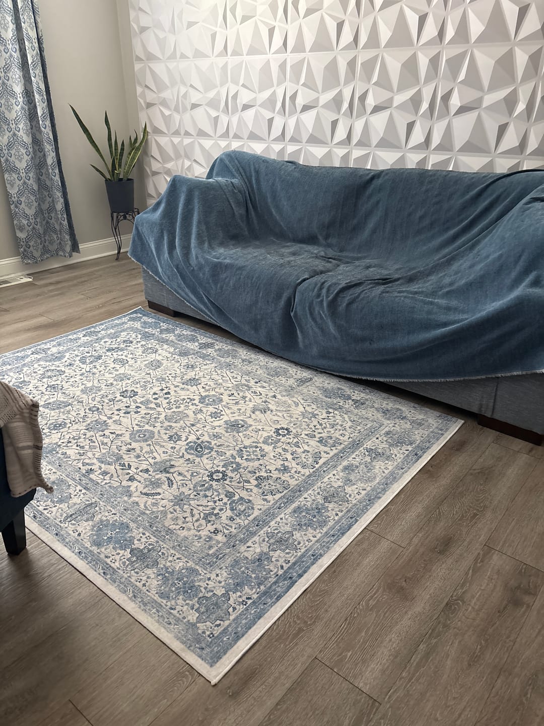 Customer photo review of Lerik Blue Washable Rug