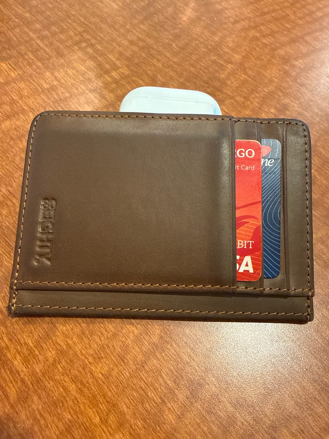 Customer photo review of 80Eighty® Cognac Leather Wallet