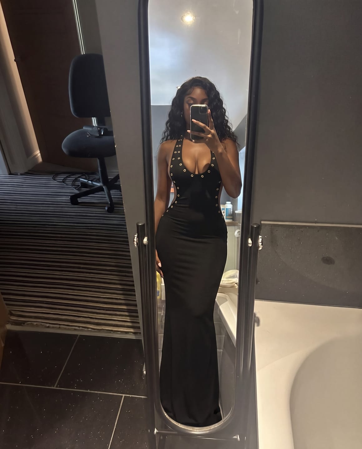 Customer photo review of Grommet Detail Backless Maxi