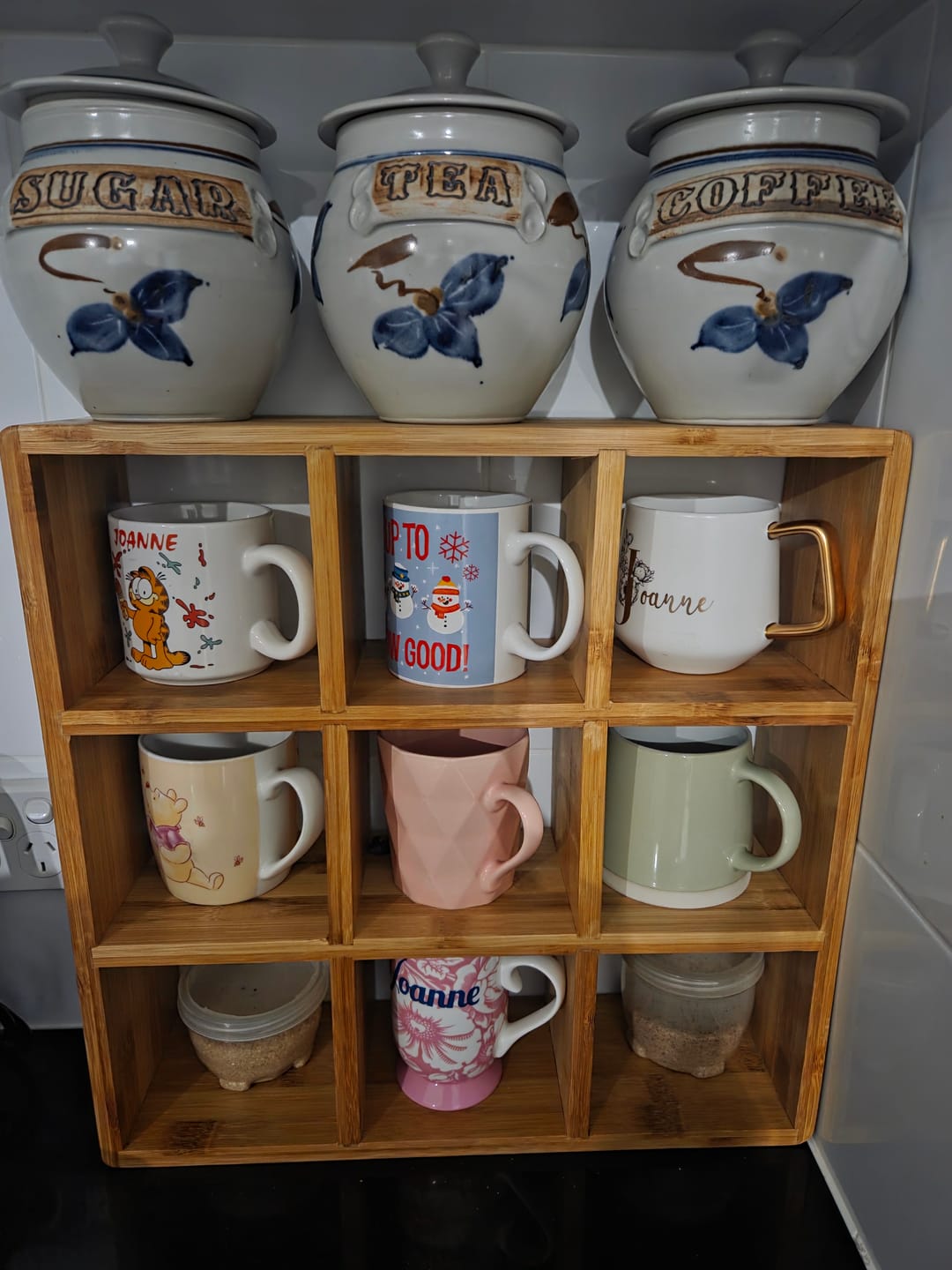 Customer photo review of Coffee Tea Mug Cup Display Shelf (9 Cube)