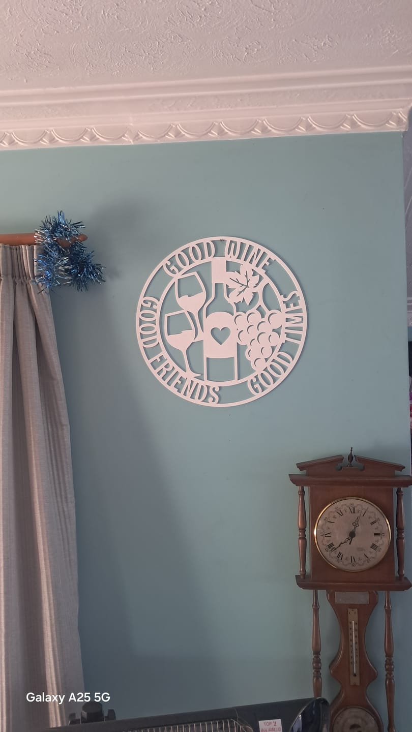 Customer photo review of Good Wine Good Friends Wall Art