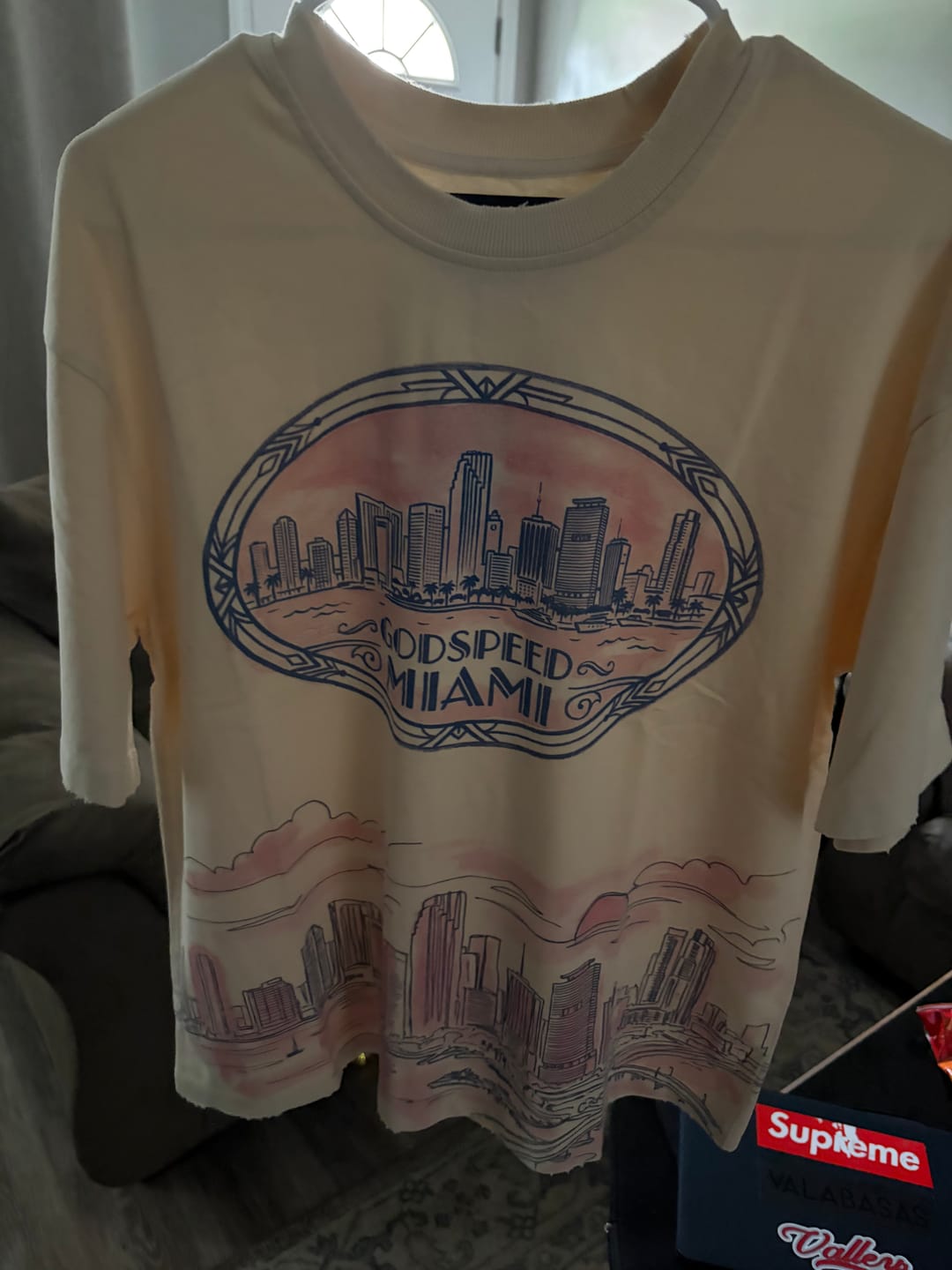 Customer photo review of Godspeed Miami Skyline Tee Cream
