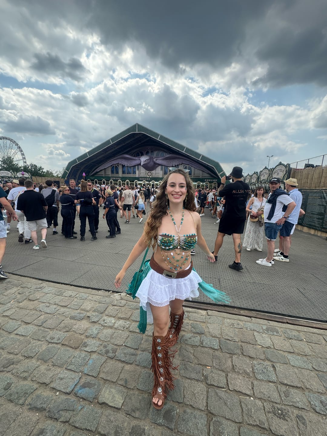 Customer photo review of DUSTINE-BROWN FRINGE GLADIATOR SANDAL BOOT