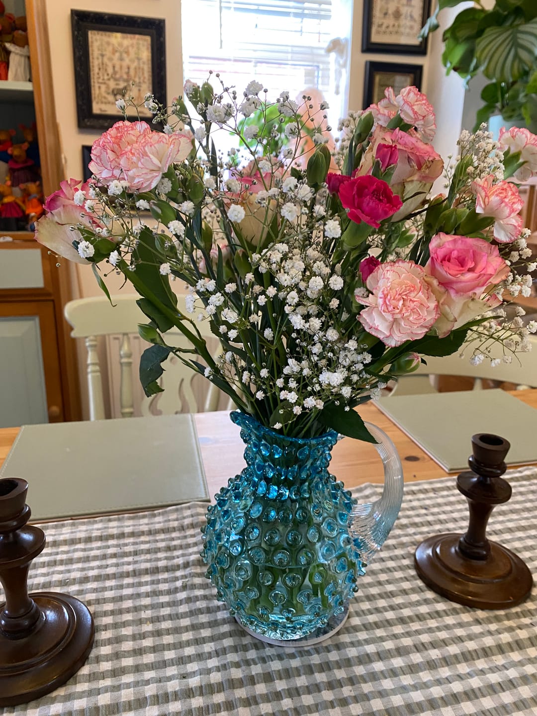 Customer photo review of Underlay Aquamarine Hobnail Jug Small