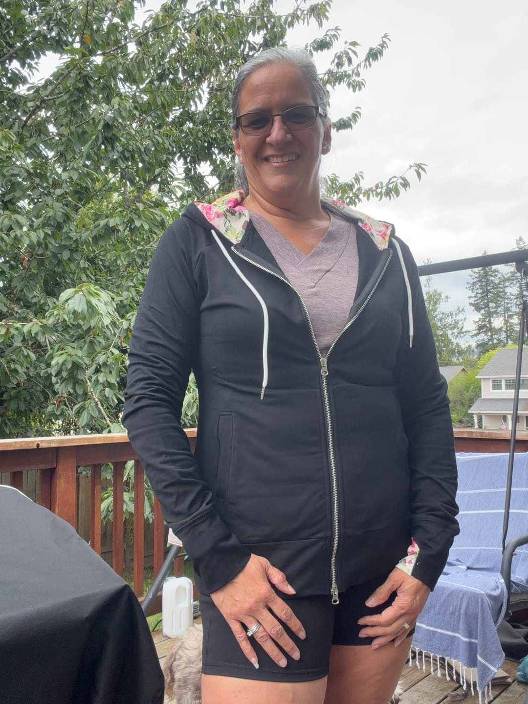 Customer photo review of Lexi Black Floral Viral Hoodie