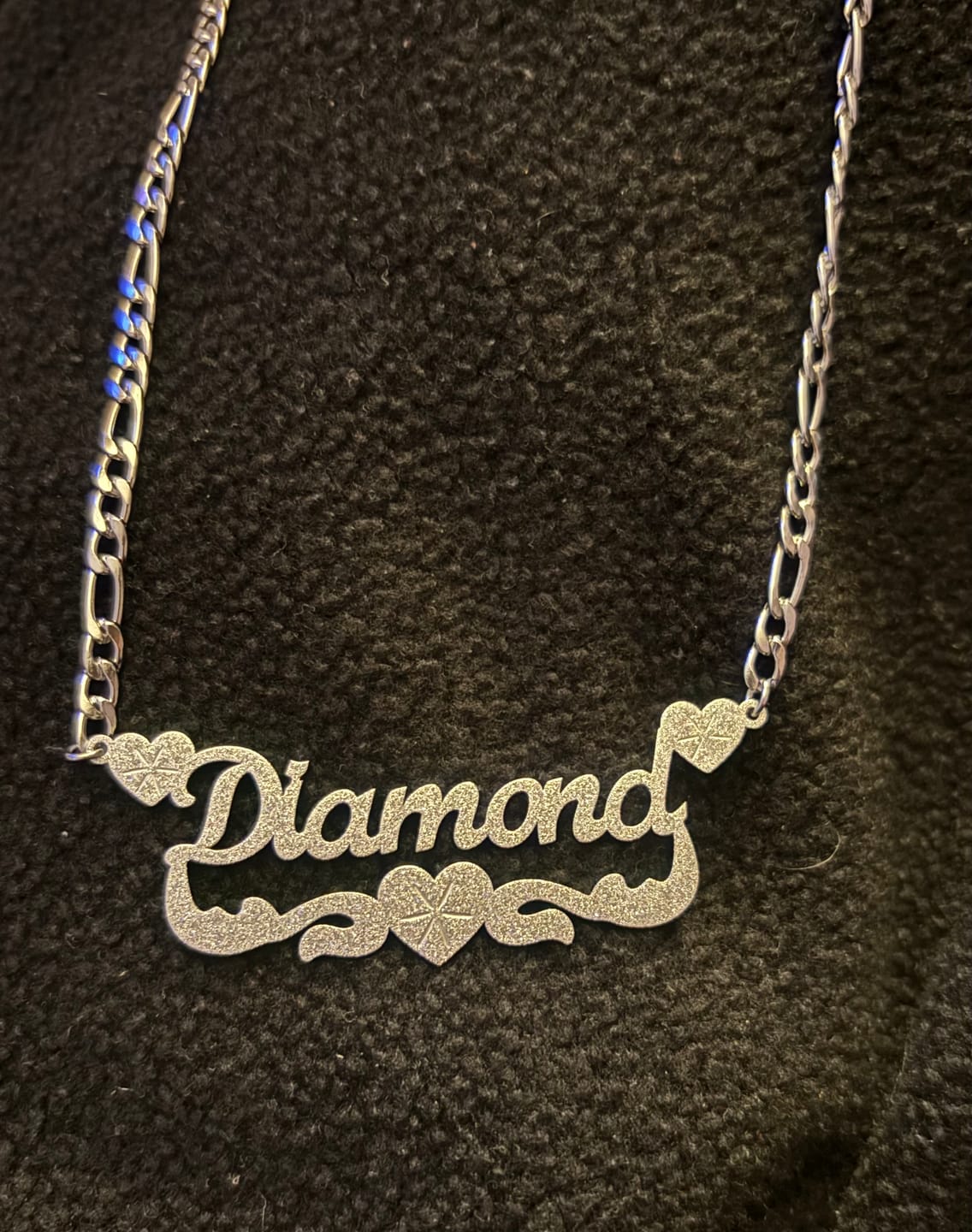 Customer photo review of Diamond Cut Lovely Heart Name Necklace
