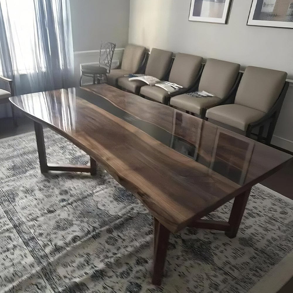 Customer photo review of Handcrafted Black Walnut Live Edge Epoxy River Dining Table - A53