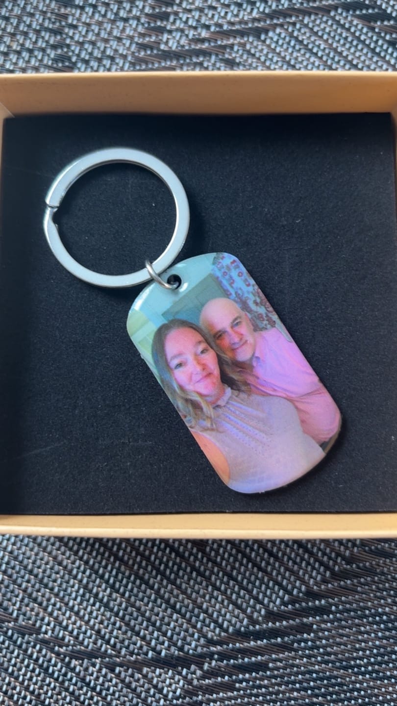 Customer photo review of I Promise To Be - Personalized Engraved Stainless Steel Keychain