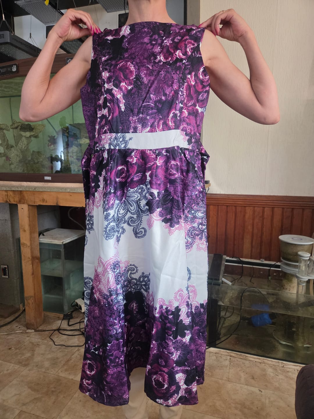 Customer photo review of Robe Vintage Grande Taille Rockabilly blanc violet