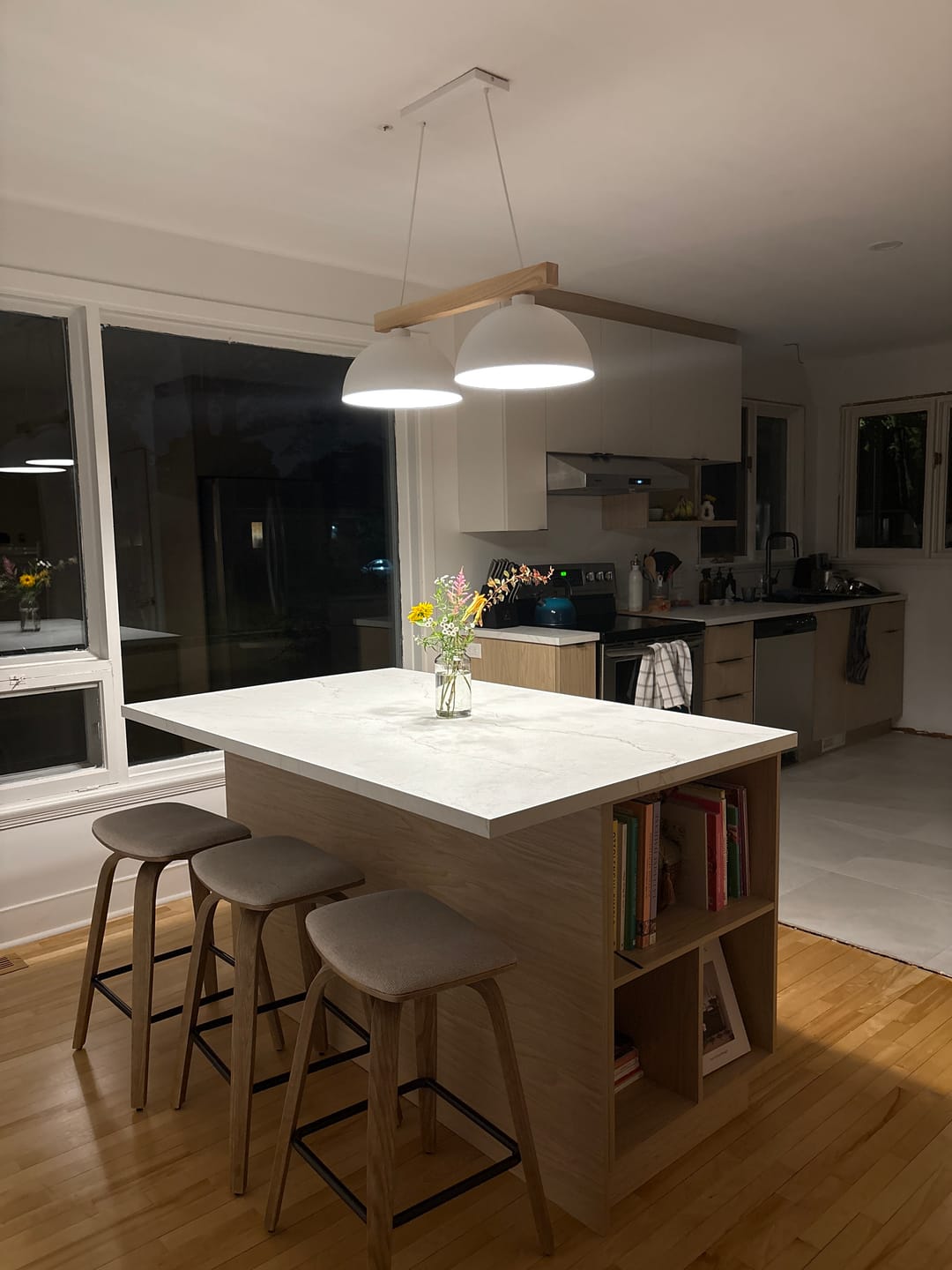 Customer photo review of OSLO White Scandinavian Pendant Light for Kitchen Island & Dining