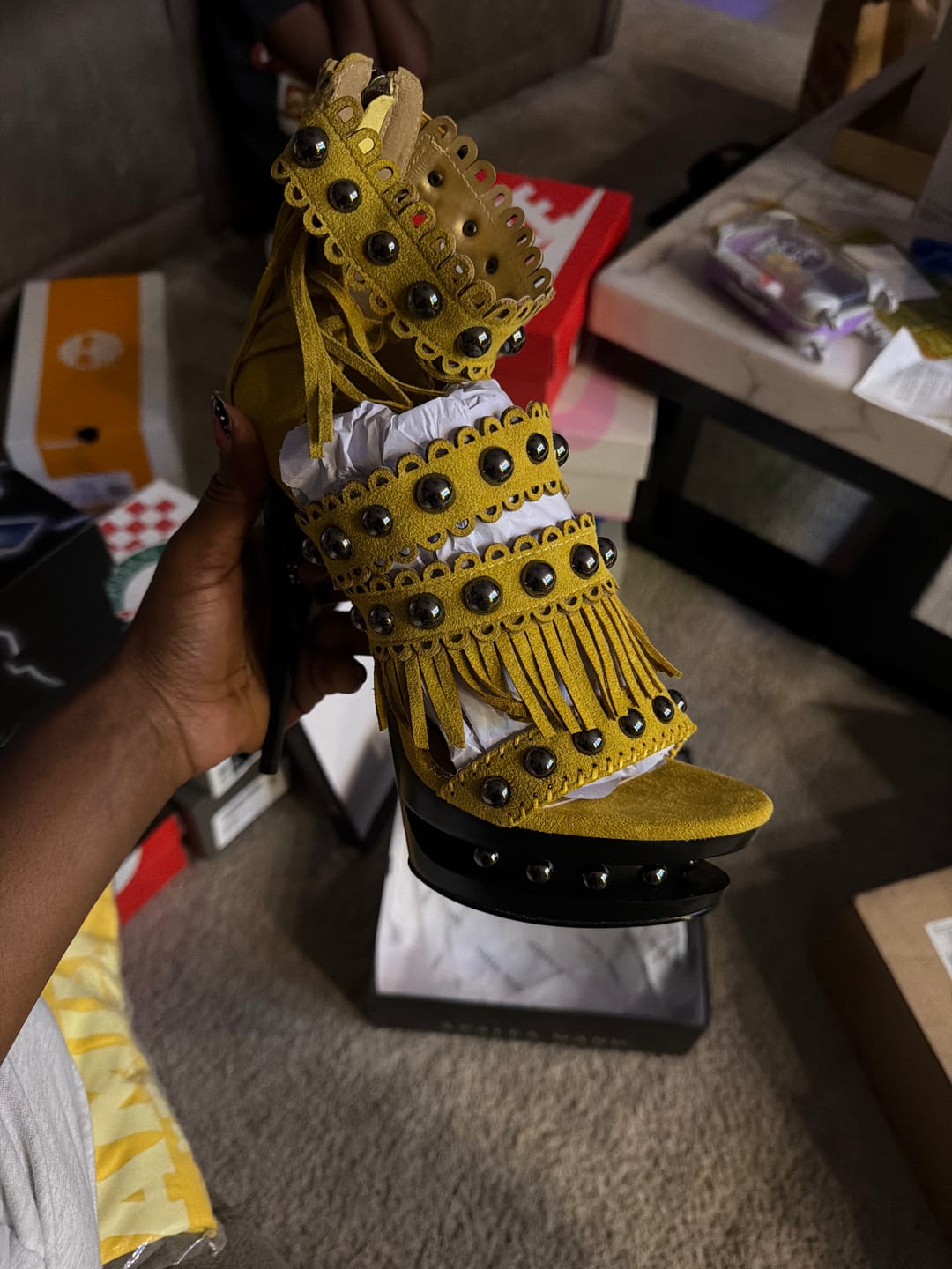 Customer photo review of MAROVA-MUSTARD STILETTO SANDAL