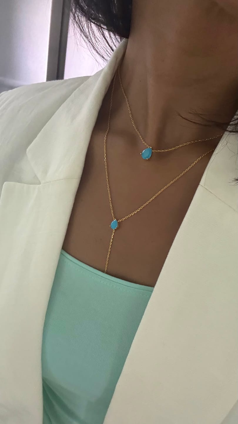 Customer photo review of Turquoise Capri Layered Necklace