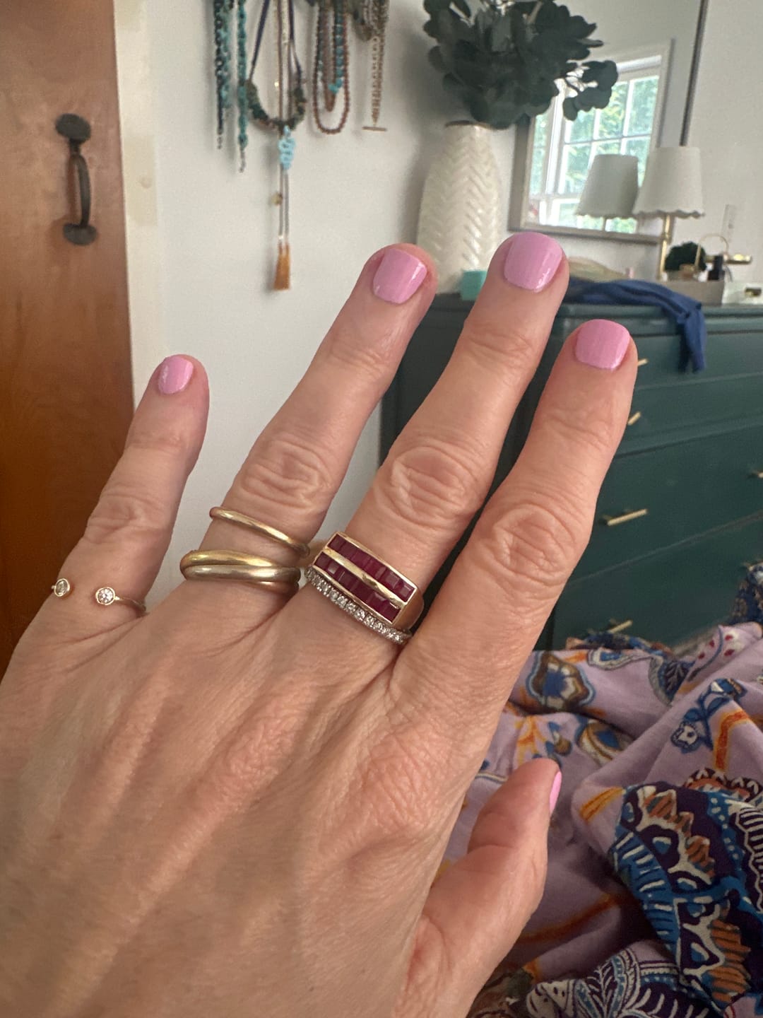 Customer photo review of Vintage 10k Yellow Gold 1.86cttw Ruby Double Channel Band Ring 7.75