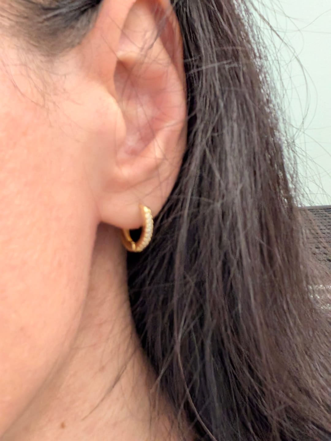 Customer photo review of Pavé Moissanite Huggies