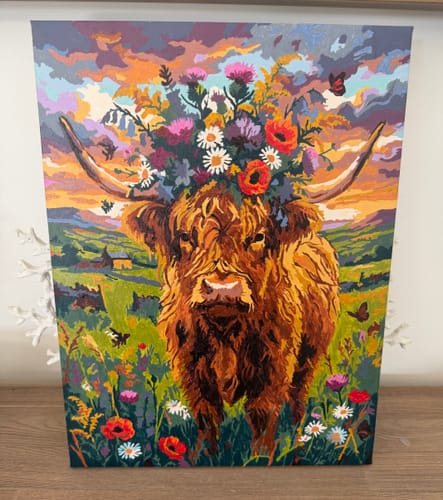 Customer photo review of Flower Crown Highland Cow