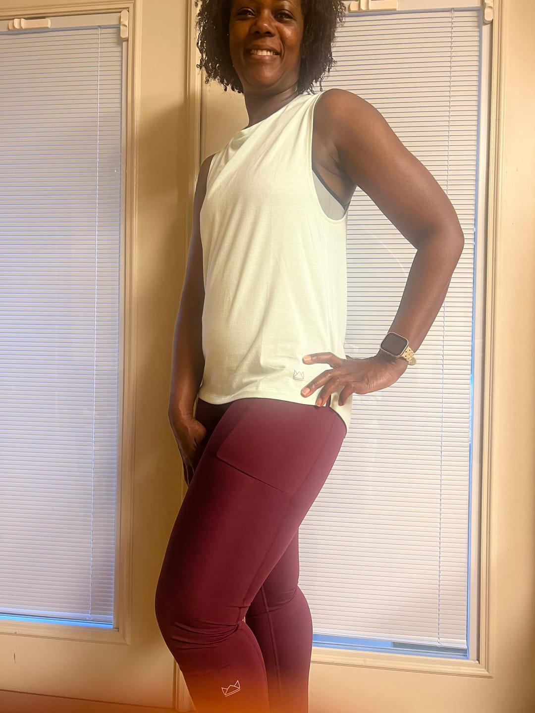 Customer photo review of Flowy Scoop Hem Muscle Tank