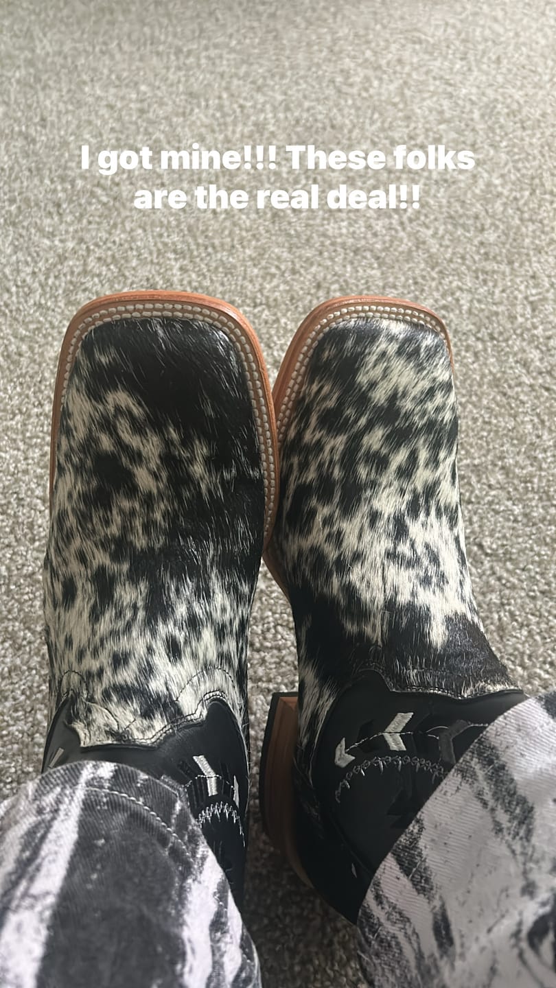 Customer photo review of Genuine Cowhide Boots - Square Toe