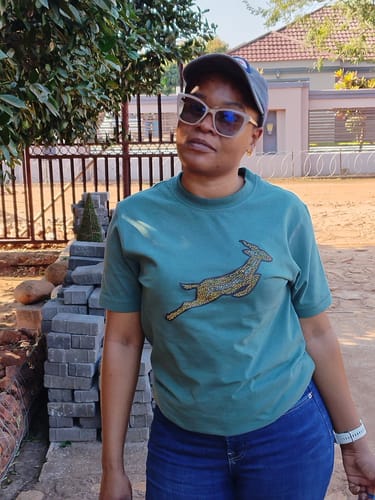 Customer photo review of Springboks Mosaic Regular Crew Tee - Forest Green