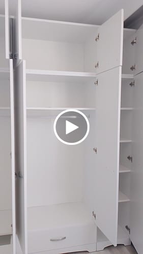 Rani BA133 Geniş Gardırop Elbise Dolabı 12 Kapaklı 2 Çekmeceli 16 Raflı 2 Askılı Beyaz için videolu müşteri yorumu