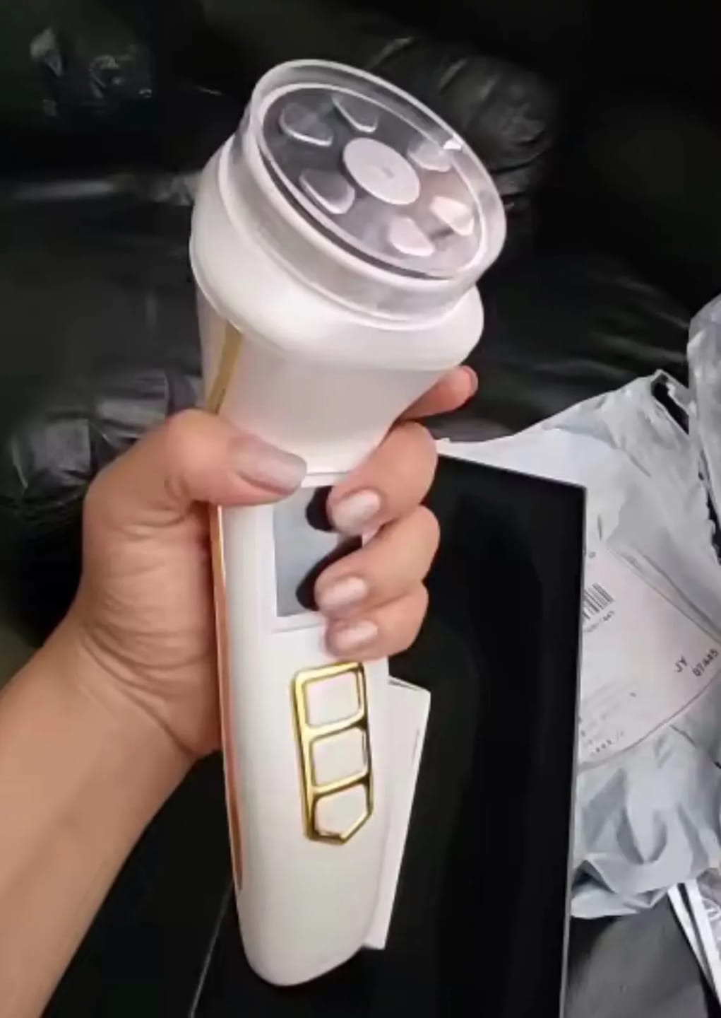 Customer photo review of Microcurrent RF Hifu Anti Wrinkles Face Lifting Skin Tightening Device