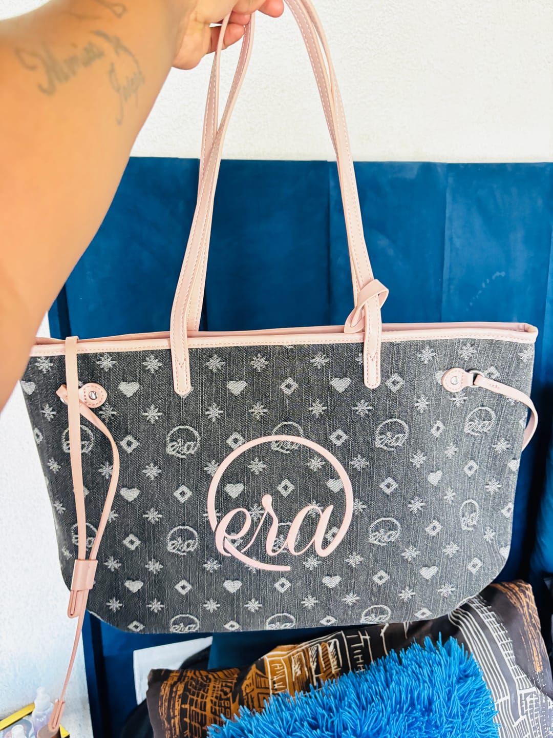 Customer photo review of Pink Muse Denim Tote