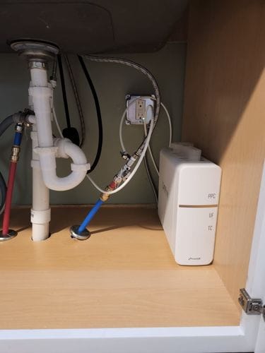 Customer photo review of Frizzlife GX99 0.01 μm Ultrafiltrations-Wasserfiltersystem für unter die Spüle, mit speziellem Wasserhahn aus gebürstetem Nickel