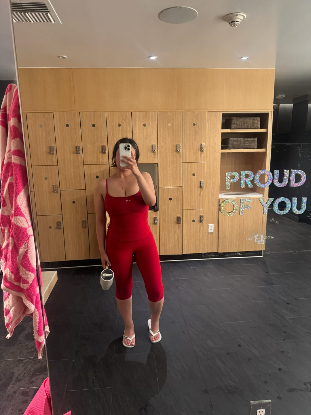Customer photo review of The Minimalist Tank Scarlet