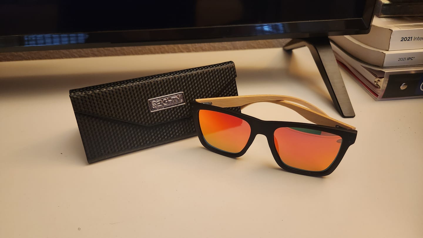 Customer photo review of 80Eighty® Polarized Bamboo Sunglasses - Red