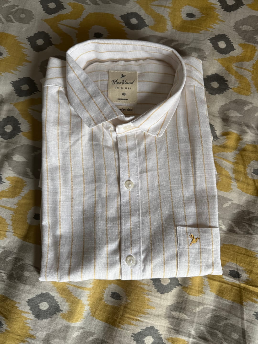 Customer photo review of Golden White Stripes -Full-Bamboo Linen