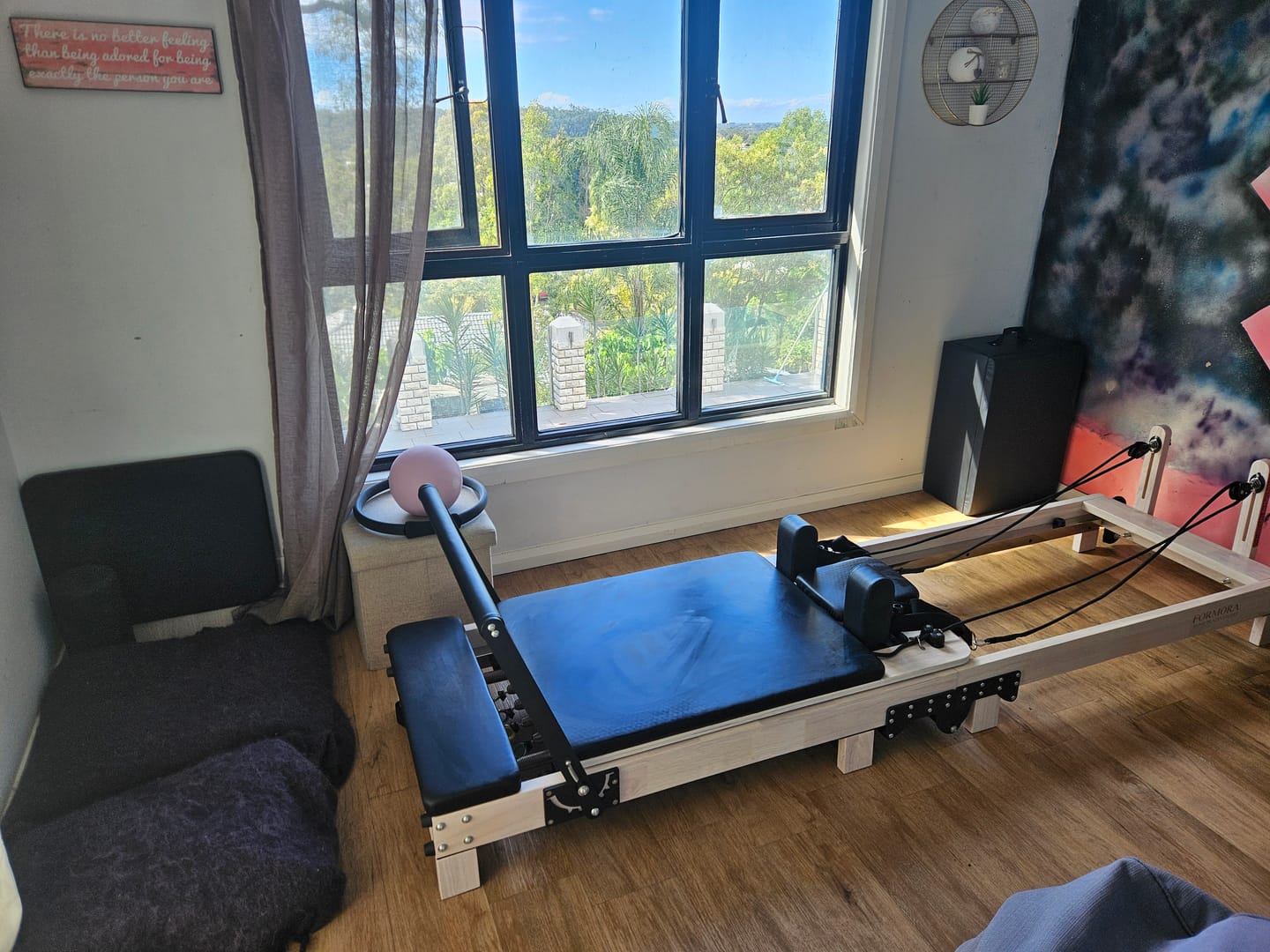 Customer photo review of Foldable Oak Wood Pilates Reformer - Home Studio Edition
