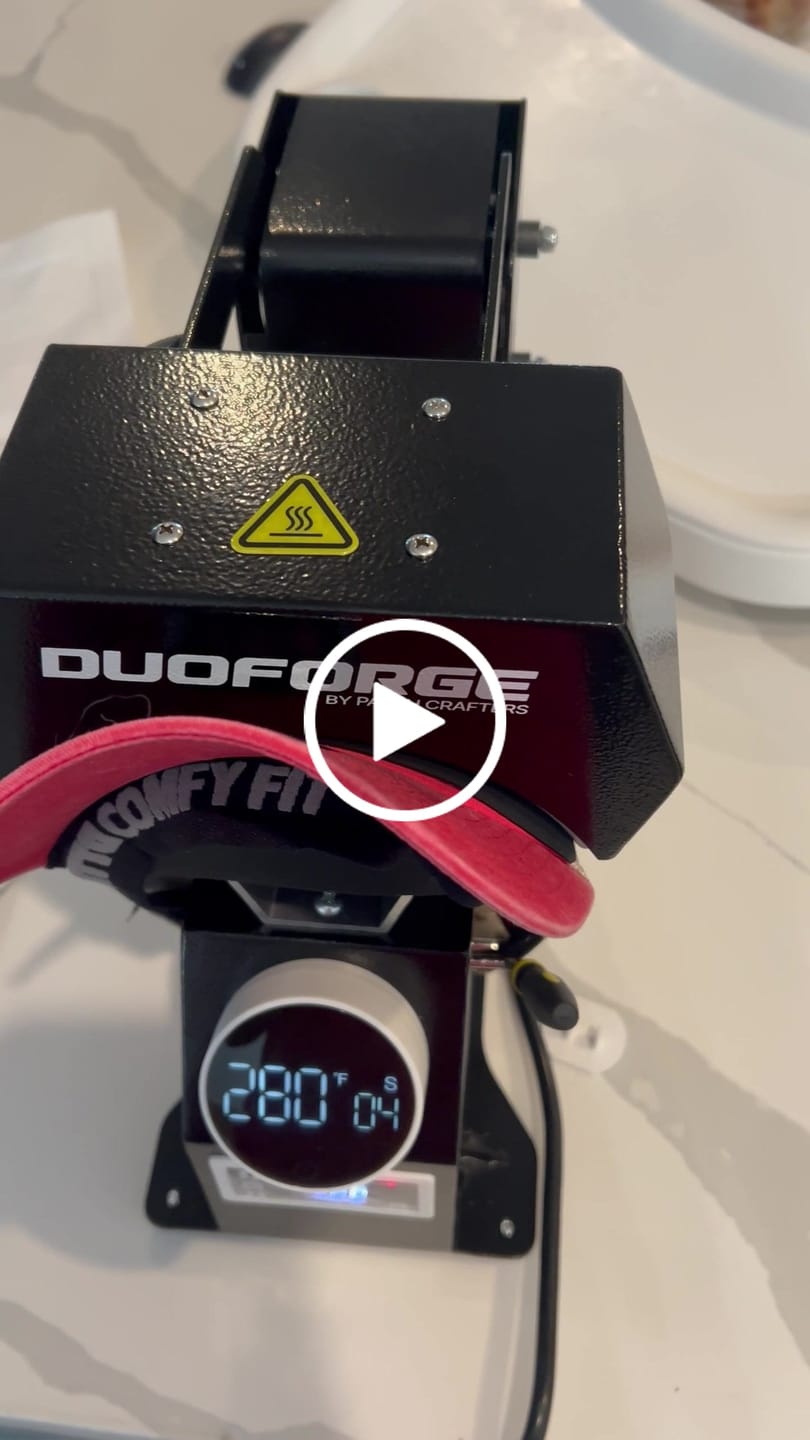 Customer video review of DuoForge Automatic Dual-Heat platen Cap Heat Press