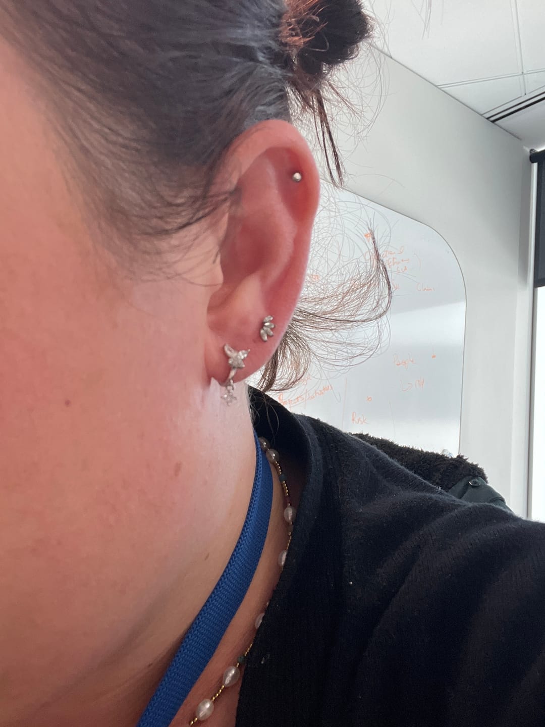 Customer photo review of Butterfly Sapphire Drop Huggie Earrings