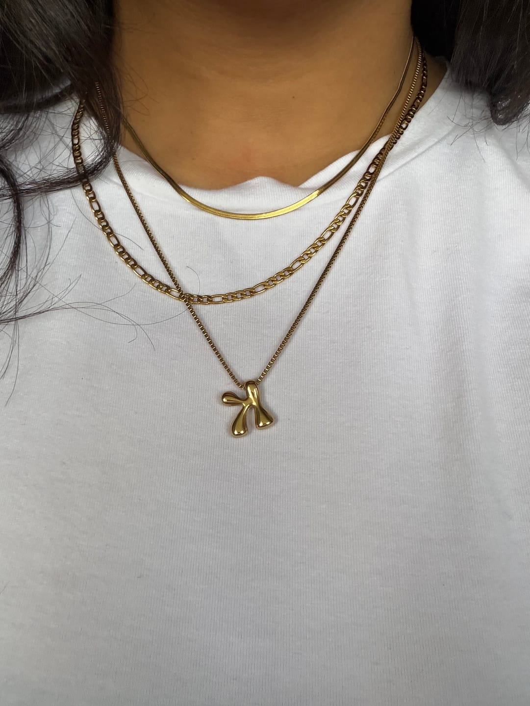 Customer photo review of Bubble Letter Necklace