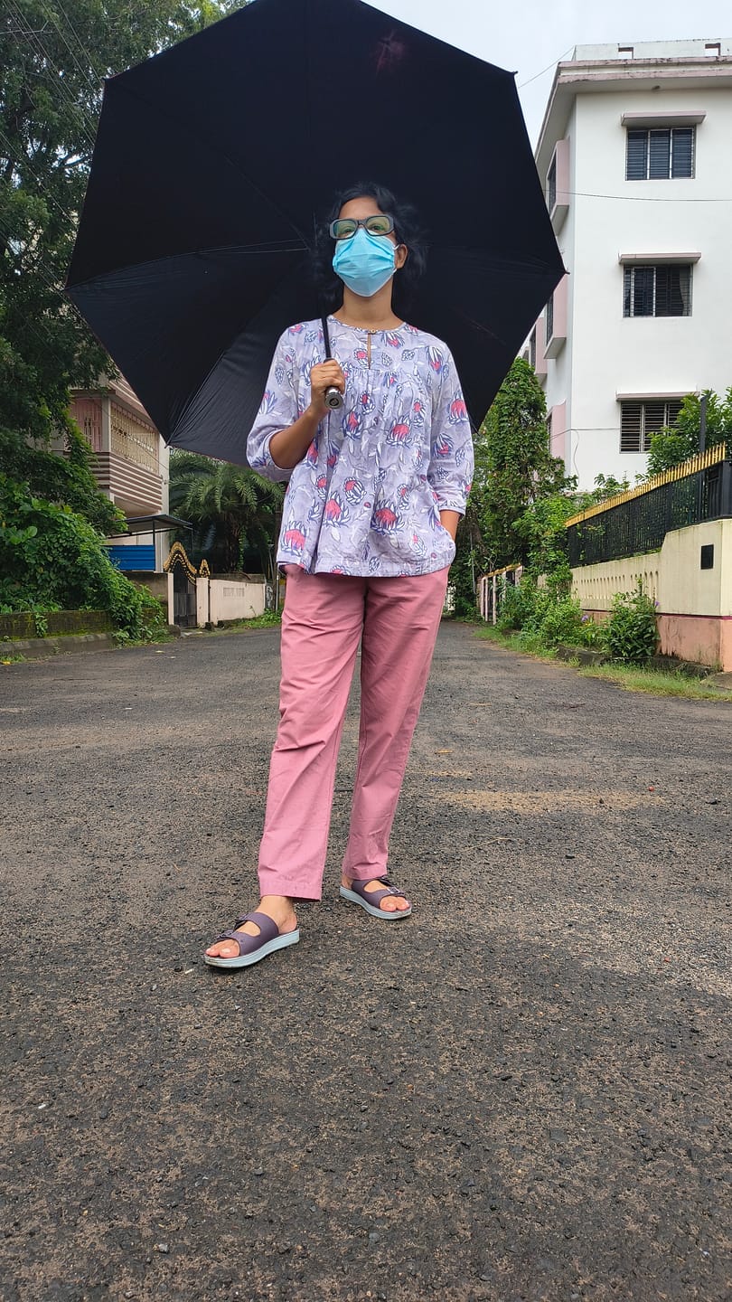 Customer photo review of Women Rose Taupe Cotton Straight Pant