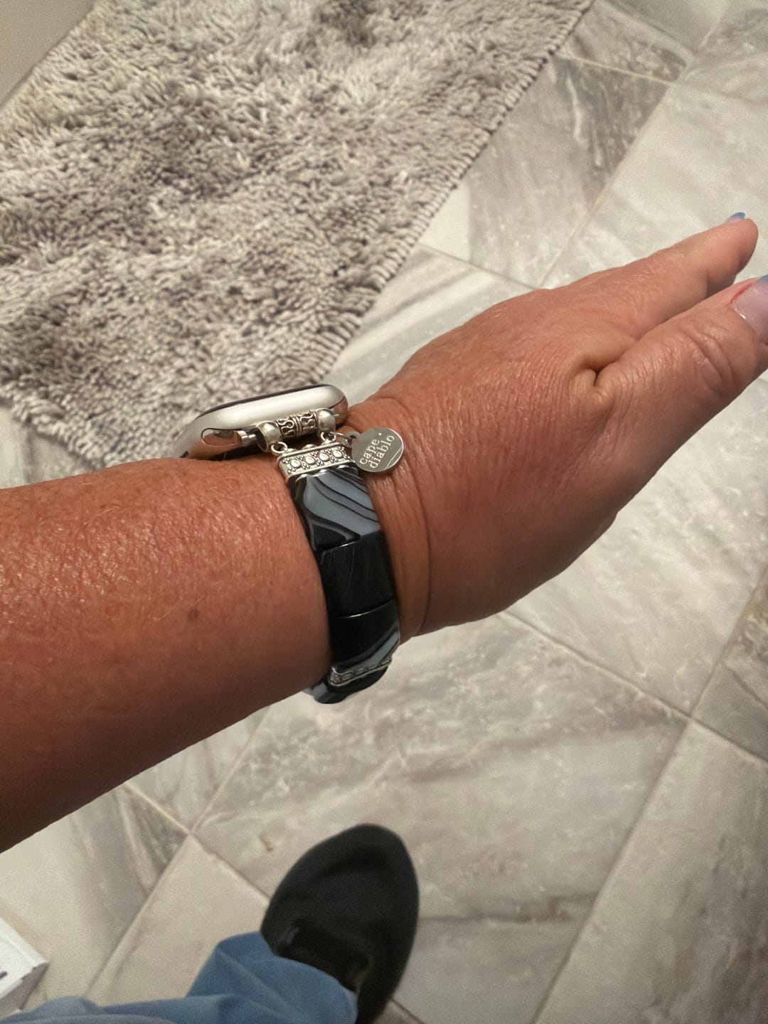Customer photo review of Bohemian Noir Stretch Apple Watch Strap