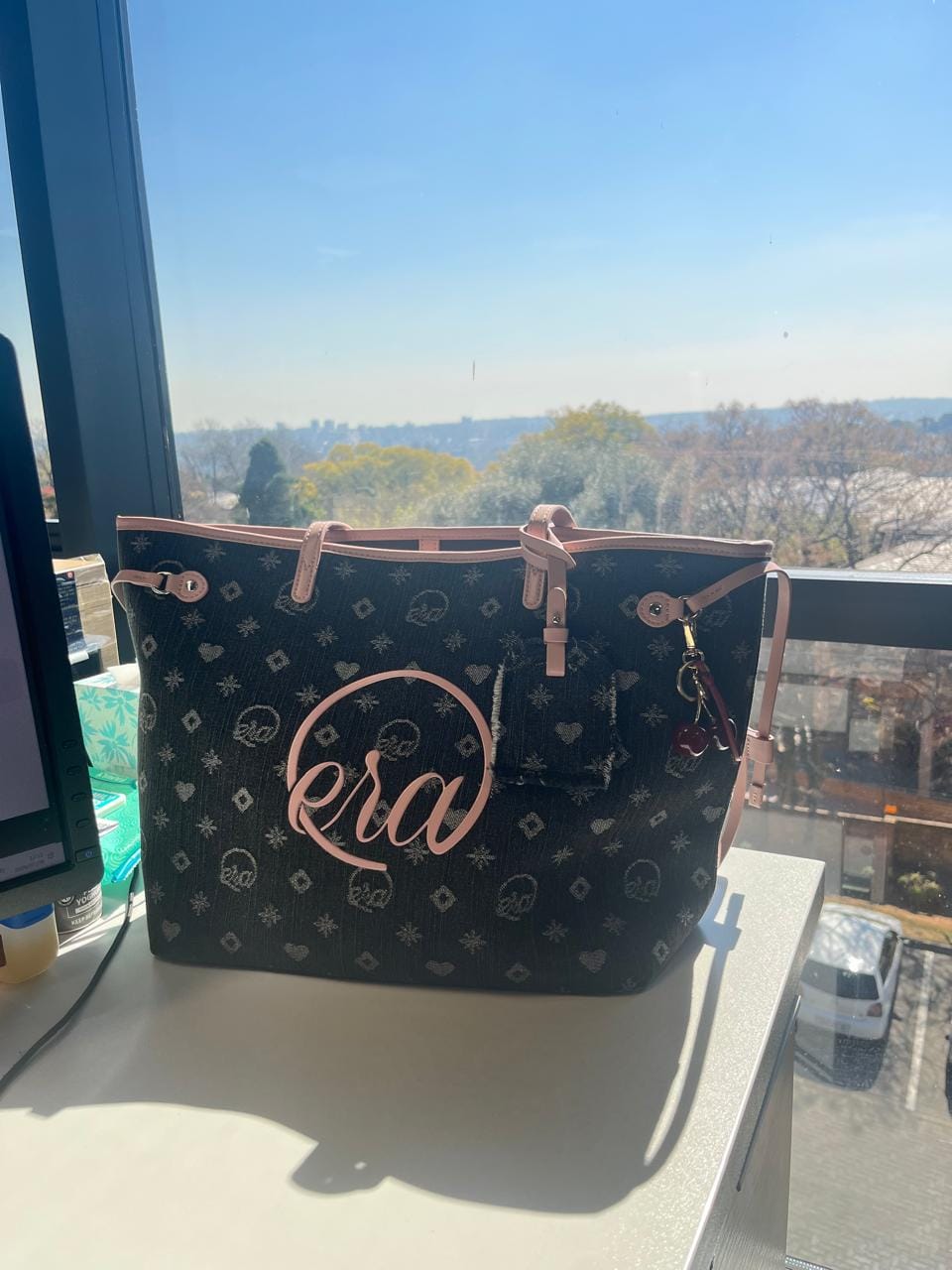 Customer photo review of Pink Muse Denim Tote