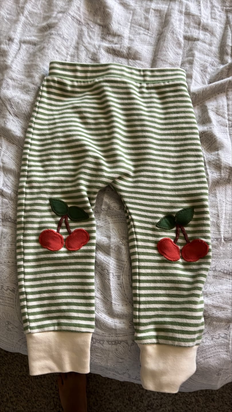 Customer photo review of Cherry Knee Patch Striped Joggers