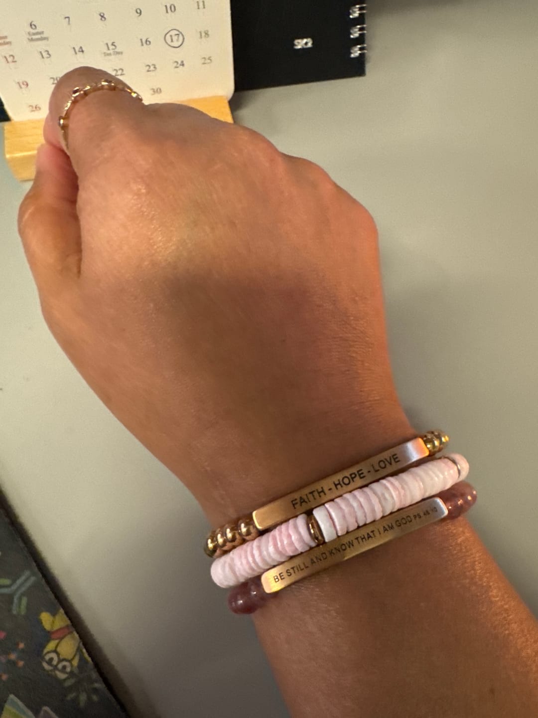 Customer photo review of FuAttract Be Still And Know That I Am God Psalm 46:10 Tube Bead Bracelet
