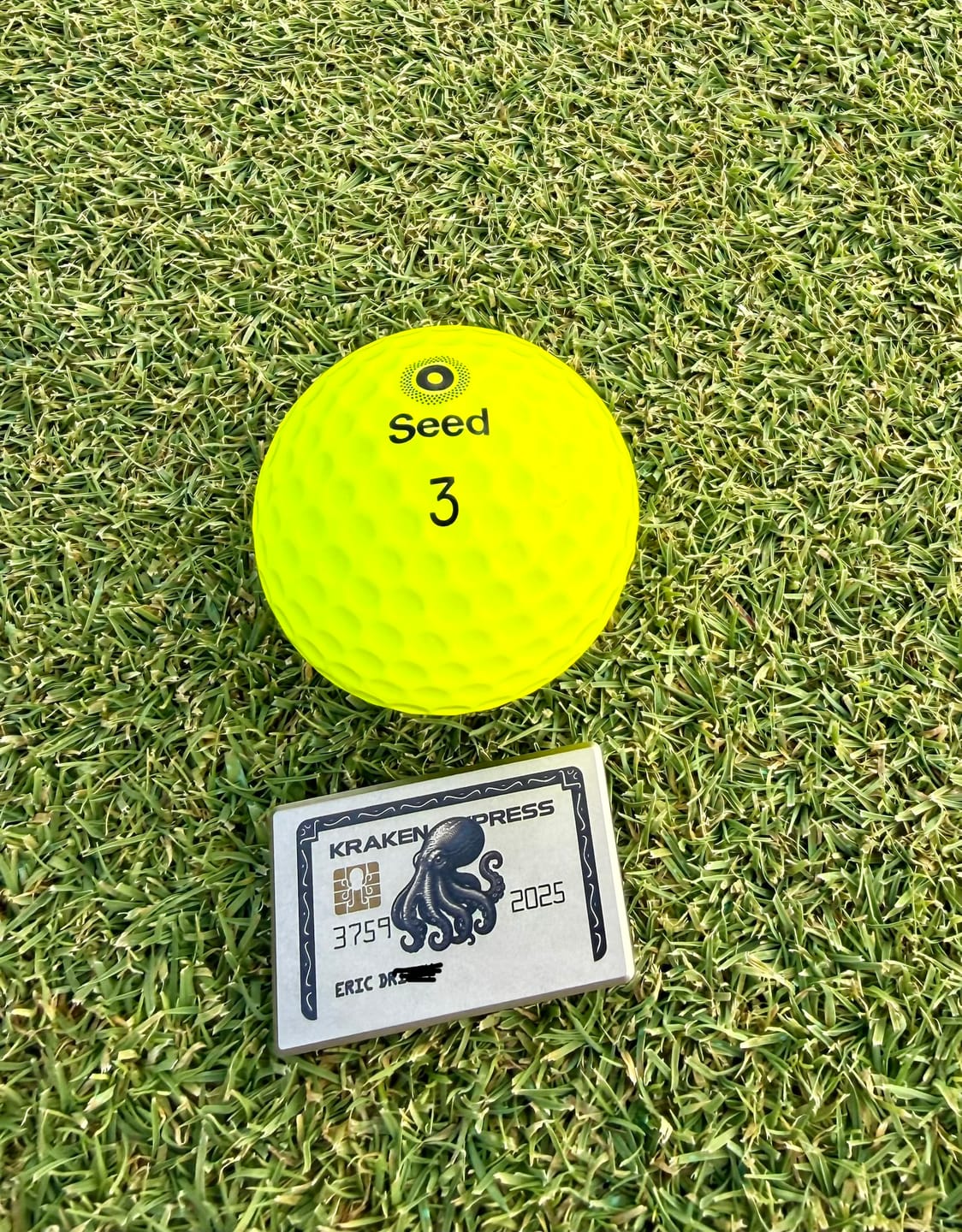 Customer photo review of The Silver Kraken Express Ball Marker | Kraken Titanium Golf Ball Marker