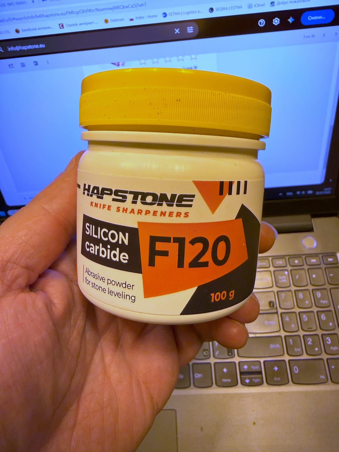 Customer photo review of Silicon carbide powder Hapstone for leveling stones 100g