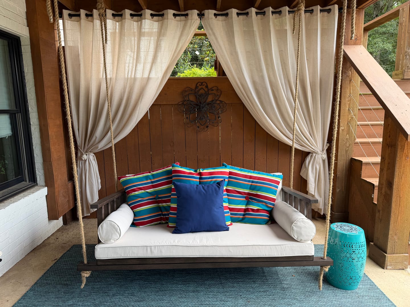 Customer photo review of Noah Linen Look Lightweight Waterproof Custom Outdoor Curtain