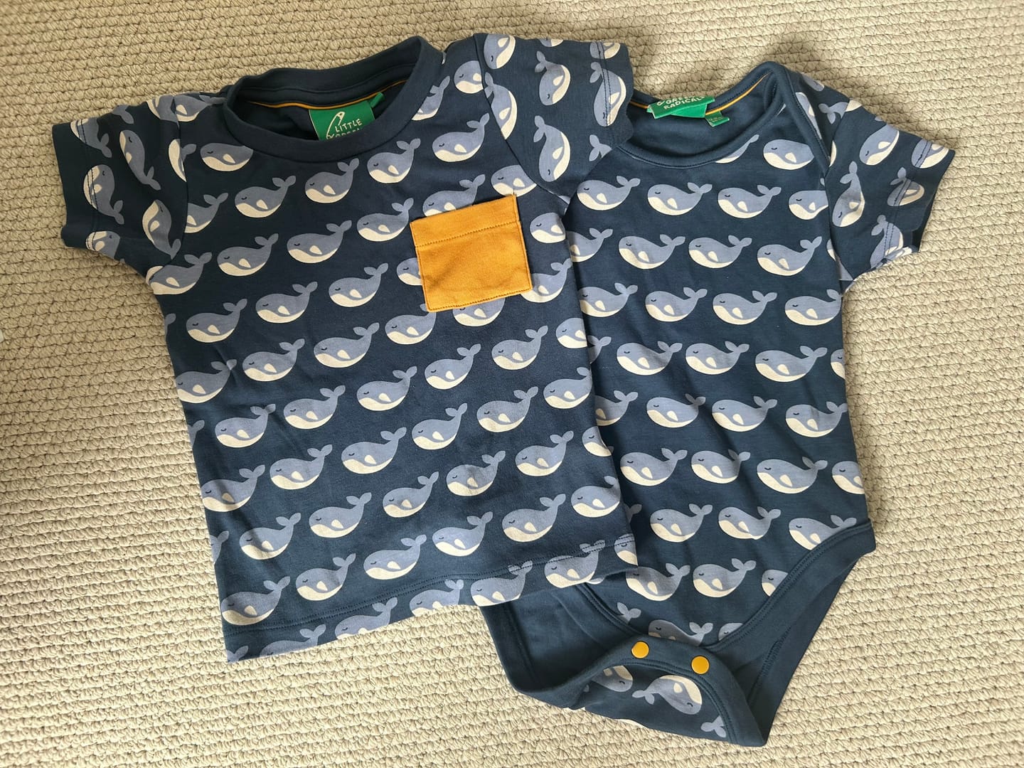 Customer photo review of Singing Whales Organic T Shirt & Jogger Playset