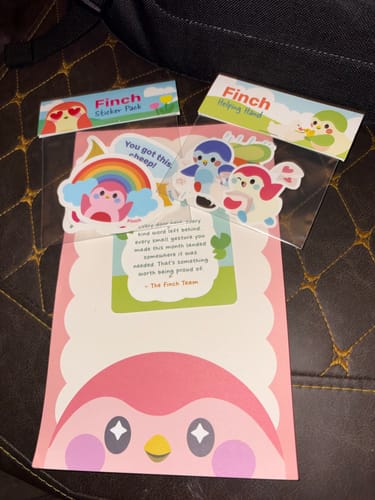 Customer's Helping Hand Sticker Pack in clear packaging with a greeting card.