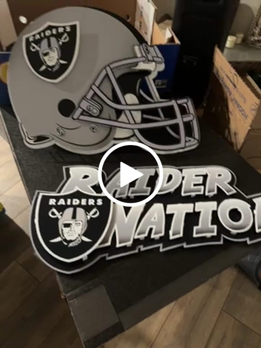 Customer video review of Las Vegas Raiders - Hex Head EXCLUSIVE "Raider Nation" Wordmark 3D Metal Wall Art